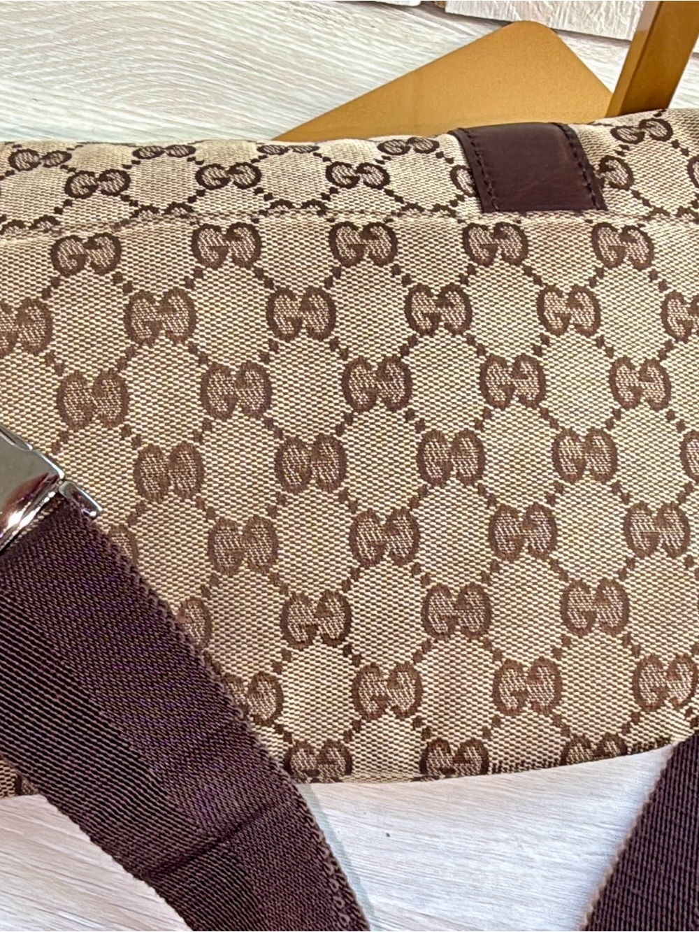 Gucci Vintage GG Canvas Belt Bag Waist Bag 145851 205027 Brown Leather Italy - Picture 4 of 11
